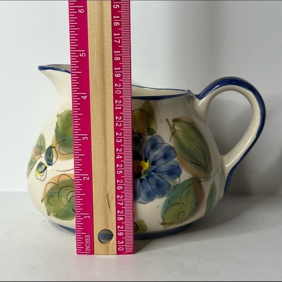 Vintage Floral Ceramic Pitcher Hand Painted Made in‎ Portugal Garden Pottery - Picture 7 of 9